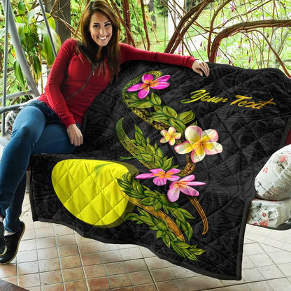 Palau Polynesian Custom Personalised Quilt - Plumeria Tribal