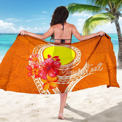 Palau Polynesian Custom Personalised Sarong - Orange Floral With Seal