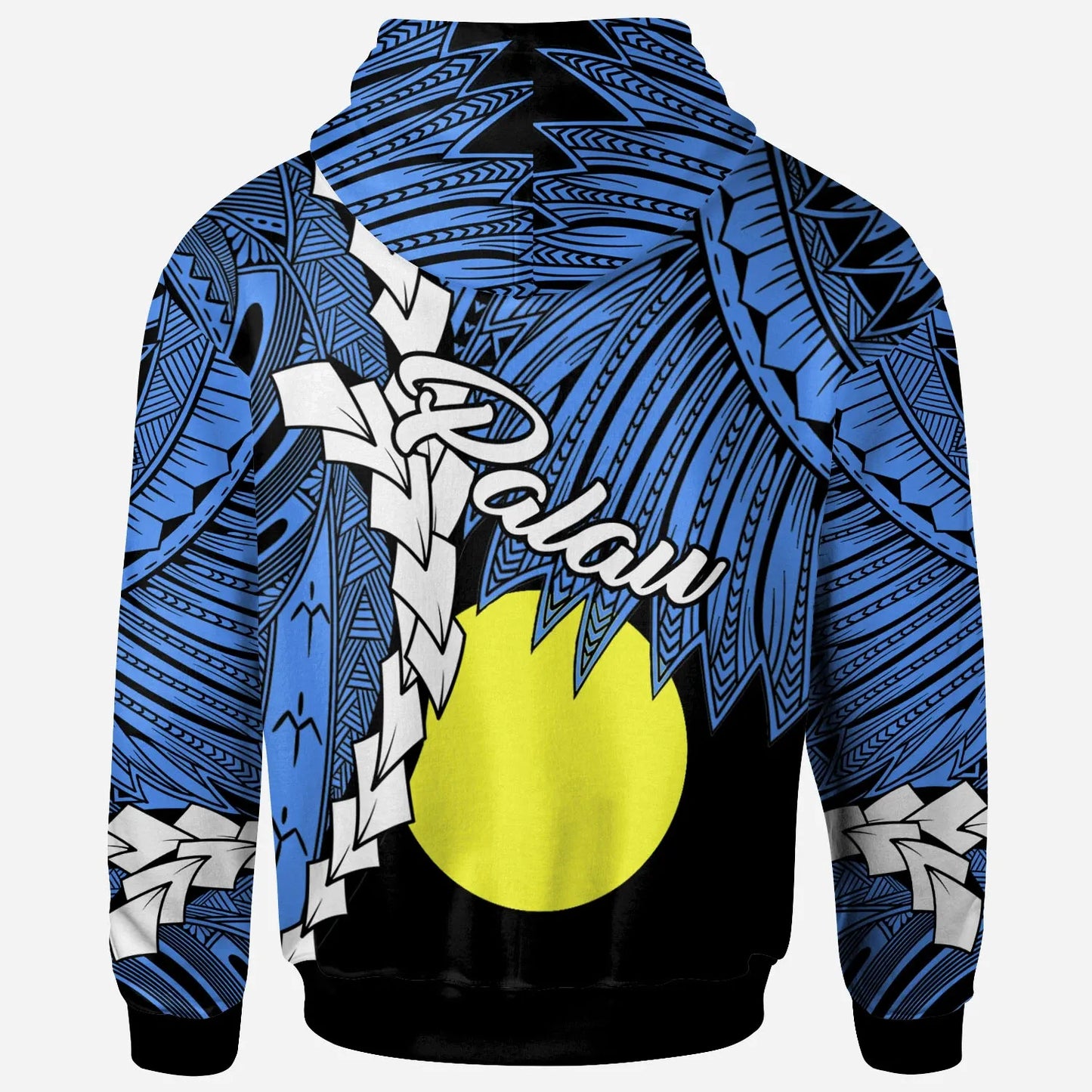 Palau Polynesian Hoodie - Tribal Wave Tattoo Flag Style
