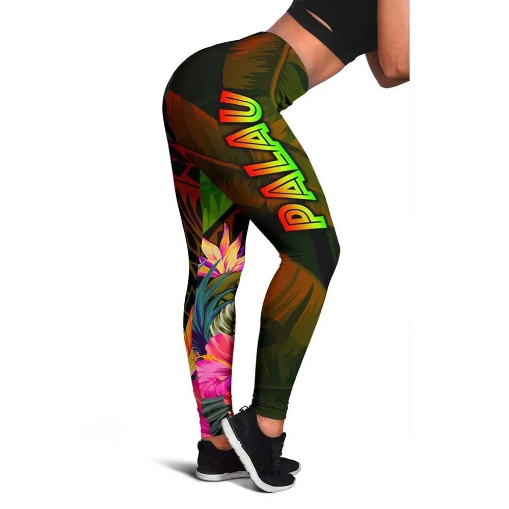 Palau Polynesian Legging -  Hibiscus and Banana Leaves