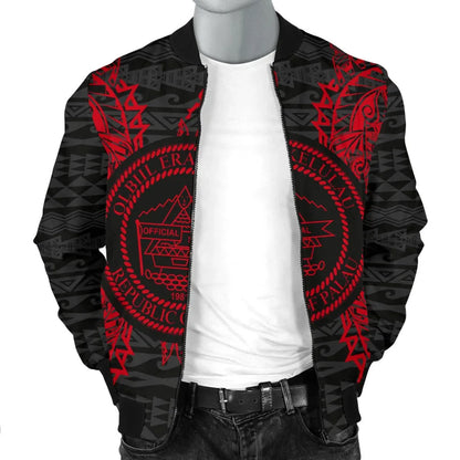 Palau Polynesian Bomber Jacket Map Red