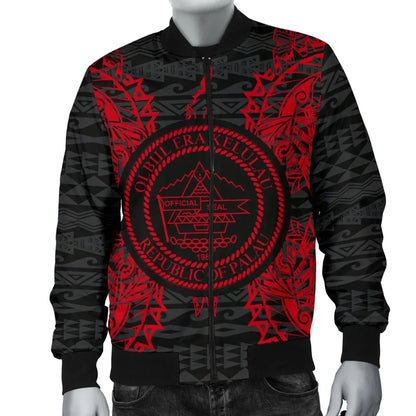 Palau Polynesian Bomber Jacket Map Red