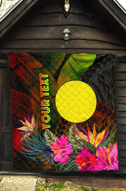 Palau Polynesian Personalised Premium Quilt -  Hibiscus and Banana Leaves
