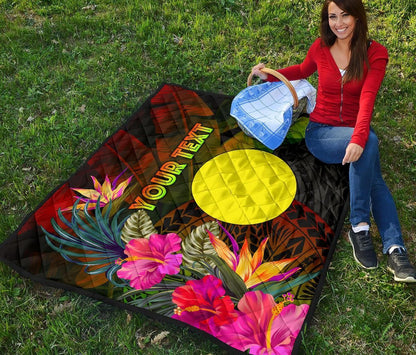Palau Polynesian Personalised Premium Quilt -  Hibiscus and Banana Leaves
