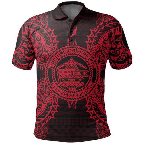 Palau Polo Shirt - Palau Seal Map Polynesian Tattoo Red