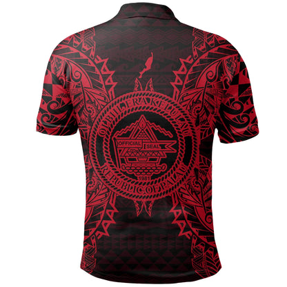 Palau Polo Shirt - Palau Seal Map Polynesian Tattoo Red