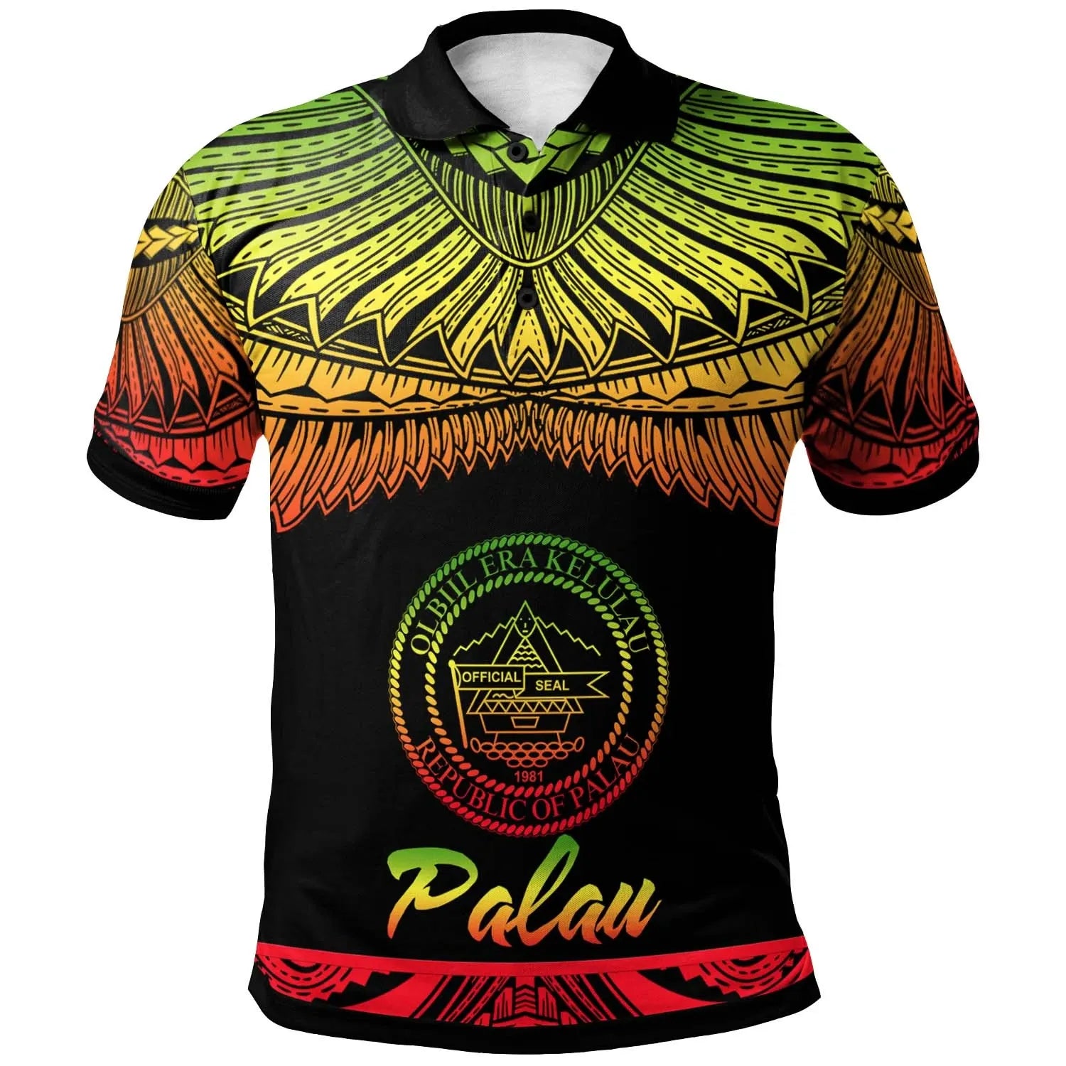 Palau Polynesian Polo Shirt - Poly Tattoo Reggae Version