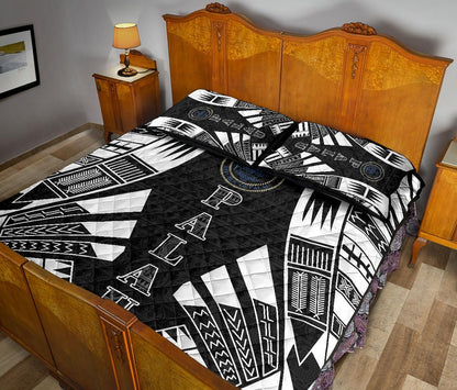 Northern Mariana Islands Quilt Bed Set - Northern Mariana Islands Seal & Polynesian White Tattoo Style