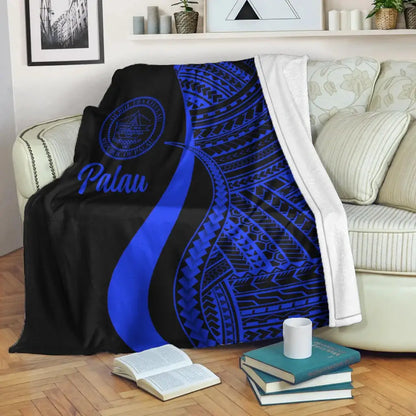 Palau Premium Blanket - Blue Polynesian Tentacle Tribal Pattern Crest