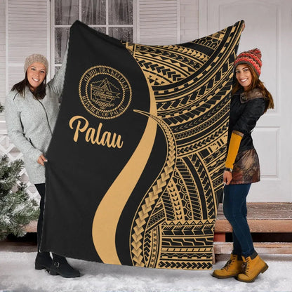 Palau Premium Blanket - Gold Polynesian Tentacle Tribal Pattern Crest