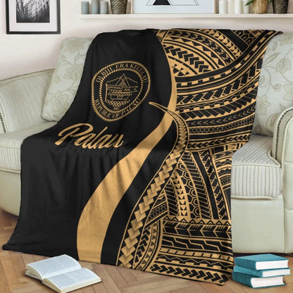 Palau Premium Blanket - Gold Polynesian Tentacle Tribal Pattern Crest