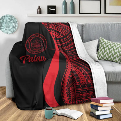 Palau Premium Blanket - Red Polynesian Tentacle Tribal Pattern Crest