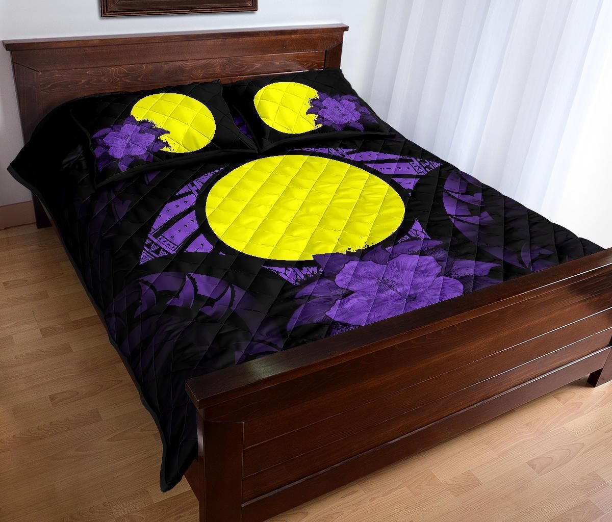 Palau Polynesian Quilt Bed Set Hibiscus Purple