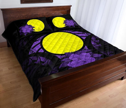 Palau Polynesian Quilt Bed Set Hibiscus Purple