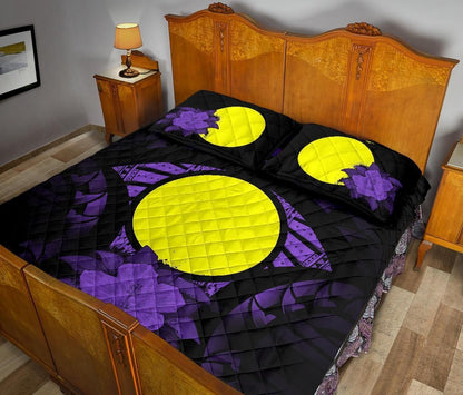 Palau Polynesian Quilt Bed Set Hibiscus Purple