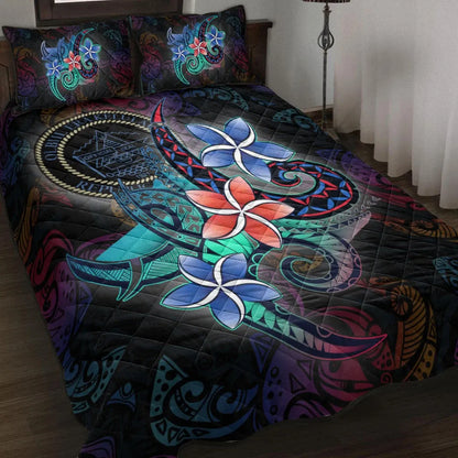 Palau Quilt Bed Set - Plumeria Flowers Style