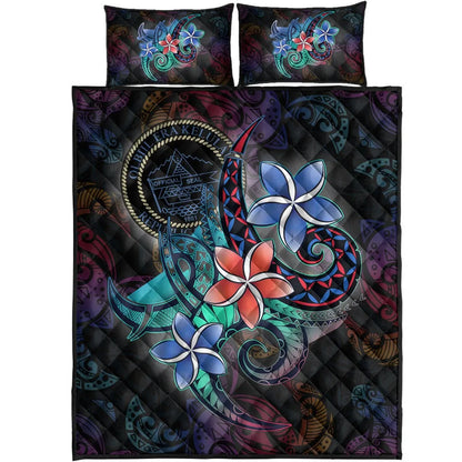 Palau Quilt Bed Set - Plumeria Flowers Style