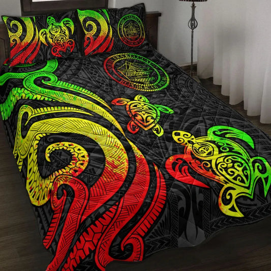 Palau Quilt Bed Set - Reggae Tentacle Turtle
