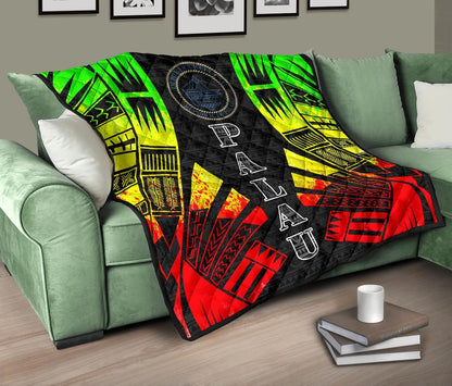 Palau Premium Quilt - Palau Seal Polynesian Reggae Tattoo