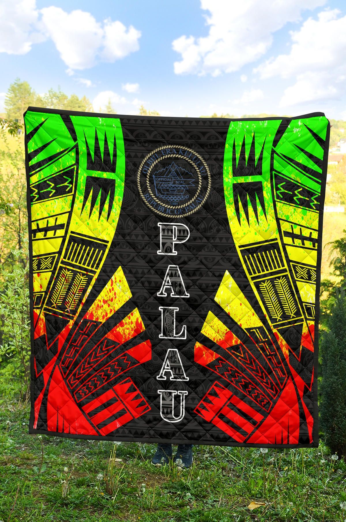 Palau Premium Quilt - Palau Seal Polynesian Reggae Tattoo