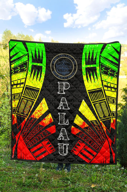 Palau Premium Quilt - Palau Seal Polynesian Reggae Tattoo