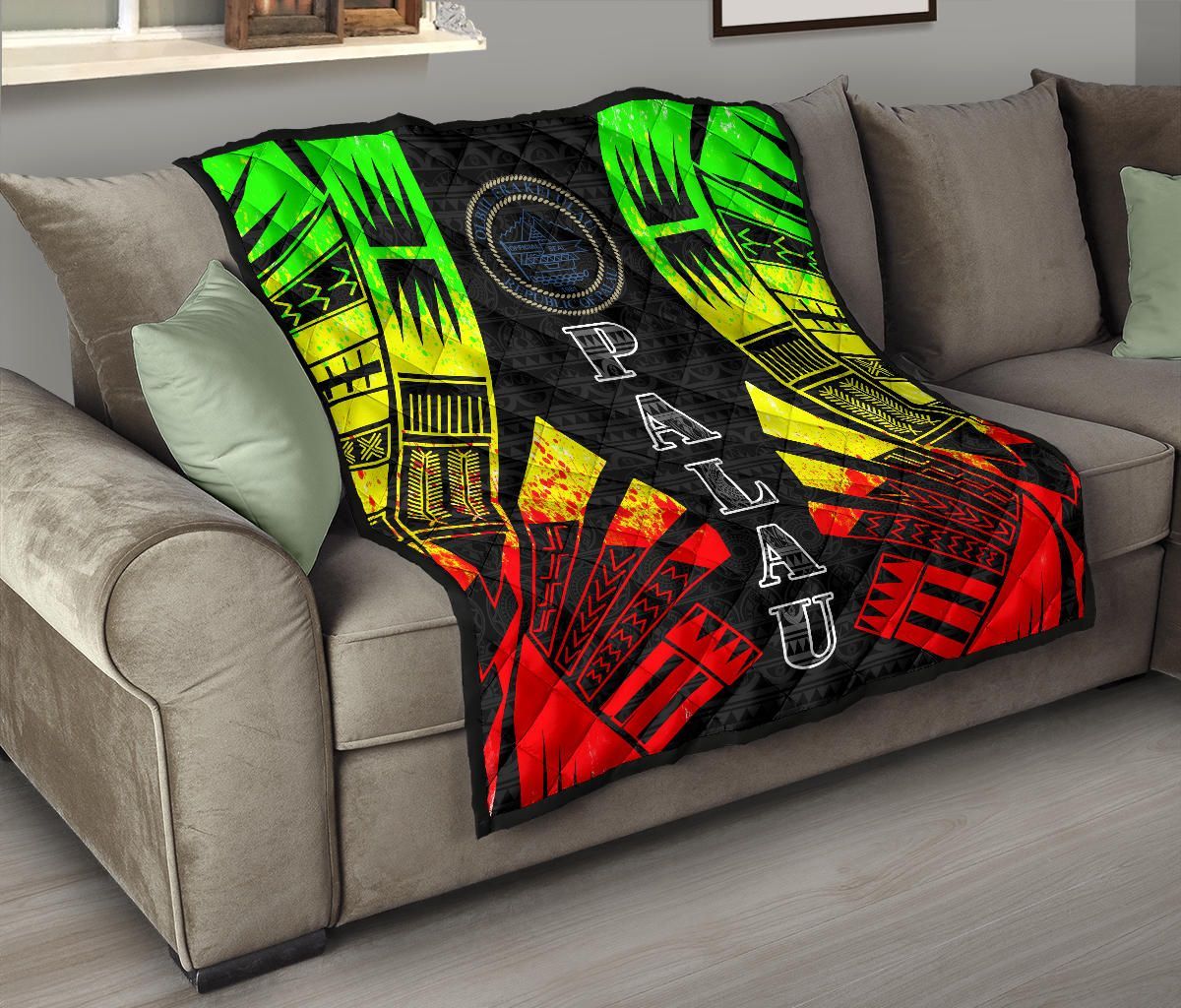 Palau Premium Quilt - Palau Seal Polynesian Reggae Tattoo