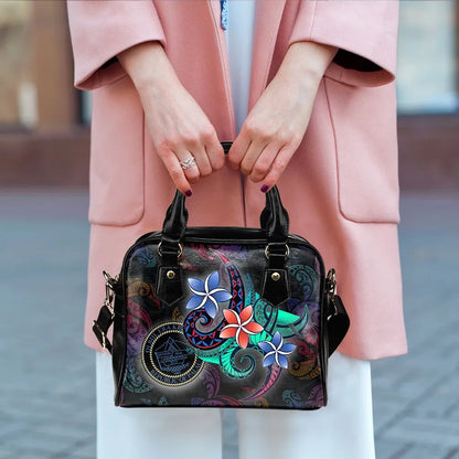 Palau Shoulder Handbag - Plumeria Flowers Style