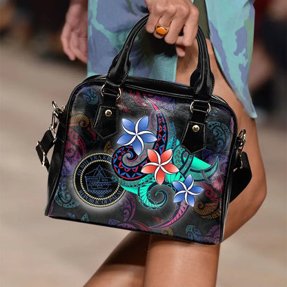 Palau Shoulder Handbag - Plumeria Flowers Style
