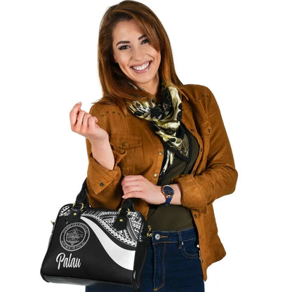 Palau Shoulder Handbag - White Polynesian Tentacle Tribal Pattern Crest