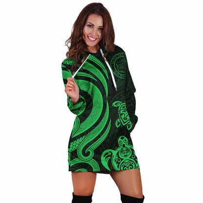 Palau Female Hoodie Dress - Green Tentacle Turtle