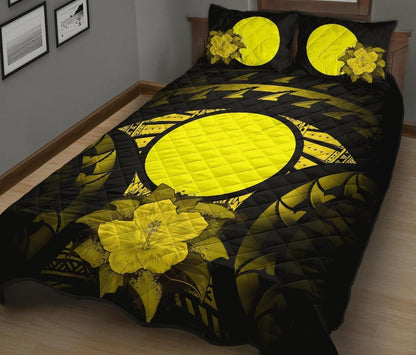 Palau Polynesian Quilt Bed Set Hibiscus Yellow