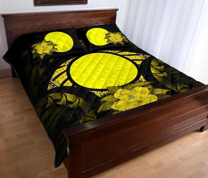 Palau Polynesian Quilt Bed Set Hibiscus Yellow