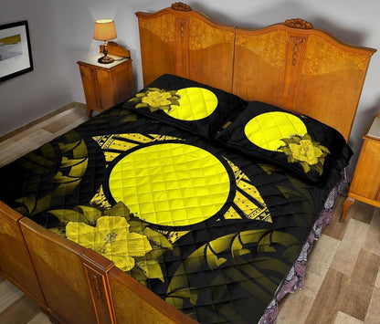 Palau Polynesian Quilt Bed Set Hibiscus Yellow
