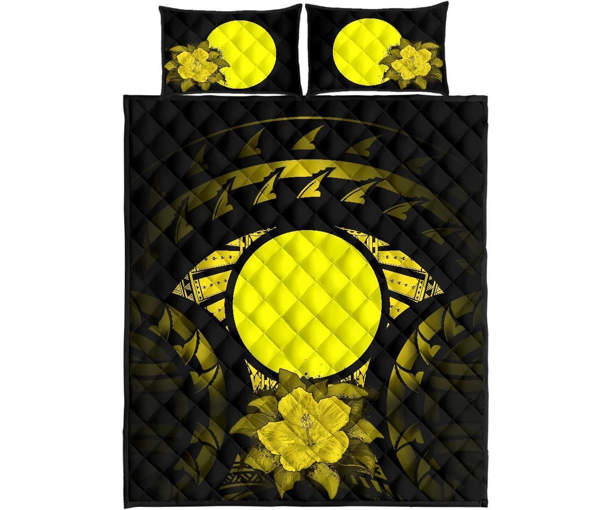 Palau Polynesian Quilt Bed Set Hibiscus Yellow