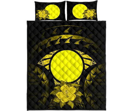 Palau Polynesian Quilt Bed Set Hibiscus Yellow