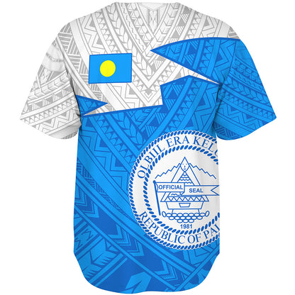 Palau Baseball Shirt Polynesian Tattoo Flag And Coat Of Arms