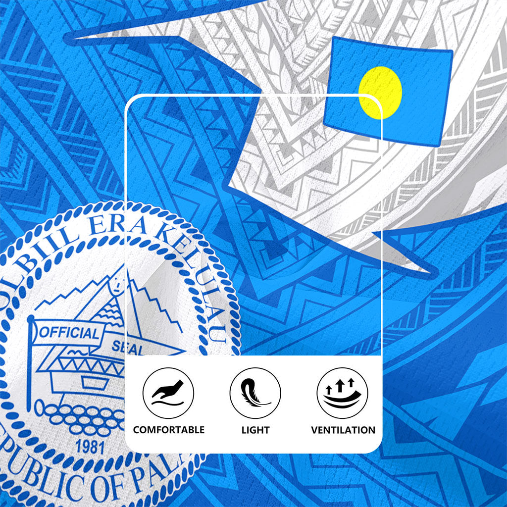 Palau Rugby Jersey Polynesian Tattoo Flag And Coat Of Arms