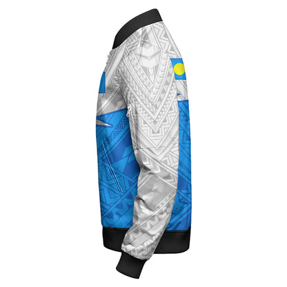 Palau Bomber Jacket Polynesian Tattoo Flag And Coat Of Arms