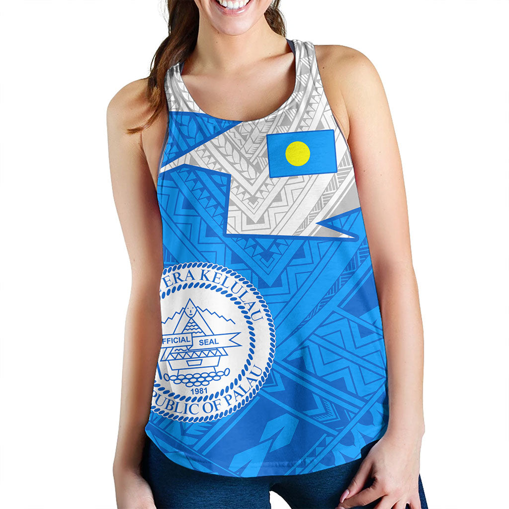 Palau Women Tank Polynesian Tattoo Flag And Coat Of Arms