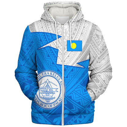Palau Sherpa Hoodie Polynesian Tattoo Flag And Coat Of Arms