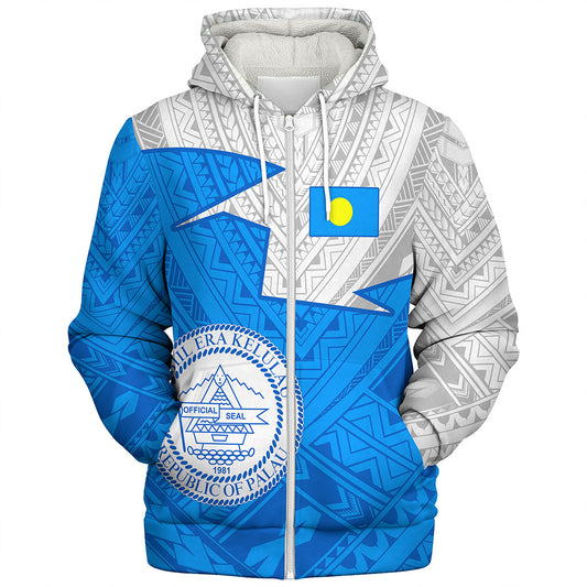Palau Sherpa Hoodie Polynesian Tattoo Flag And Coat Of Arms