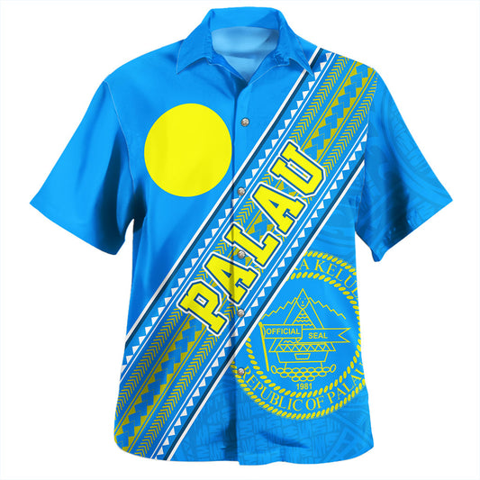 Palau Hawaiian Shirt Flag And Coat Of Arms