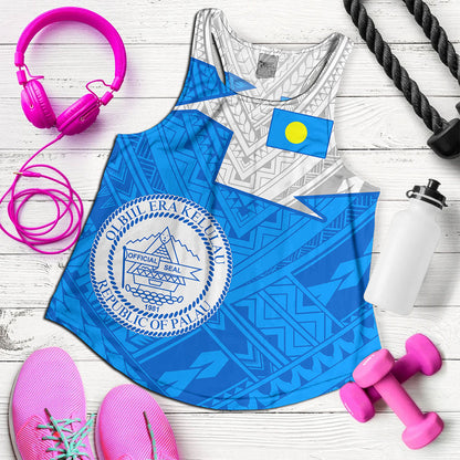 Palau Women Tank Polynesian Tattoo Flag And Coat Of Arms