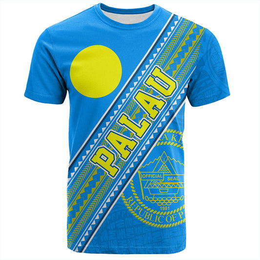 Palau T-Shirt Flag And Coat Of Arms