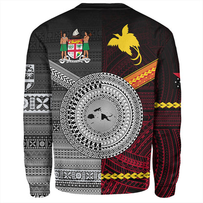 Fiji And Papua Sweatshirt Polynesian And Tapa Together