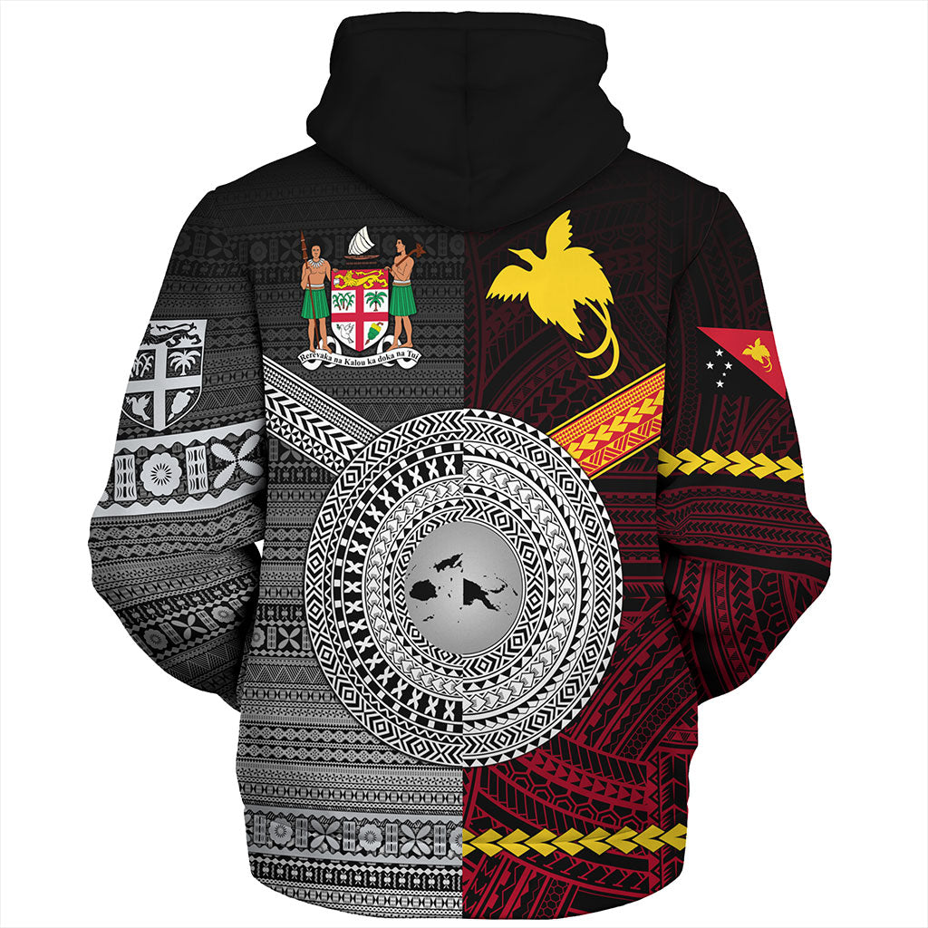 Fiji And Papua Sherpa Hoodie Polynesian And Tapa Together