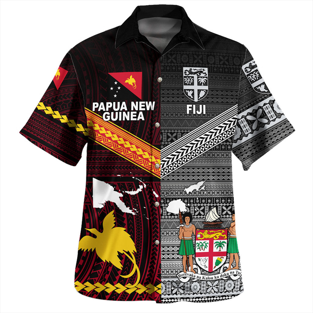 Fiji And Papua Hawaiian Shirt Polynesian And Tapa Together