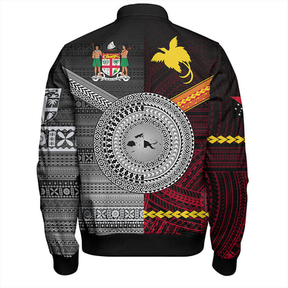 Fiji And Papua Bomber Jacket Polynesian And Tapa Together