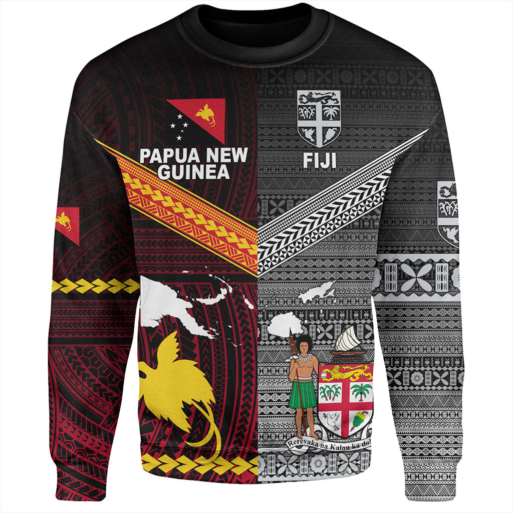 Fiji And Papua Sweatshirt Polynesian And Tapa Together
