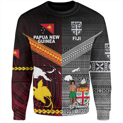 Fiji And Papua Sweatshirt Polynesian And Tapa Together